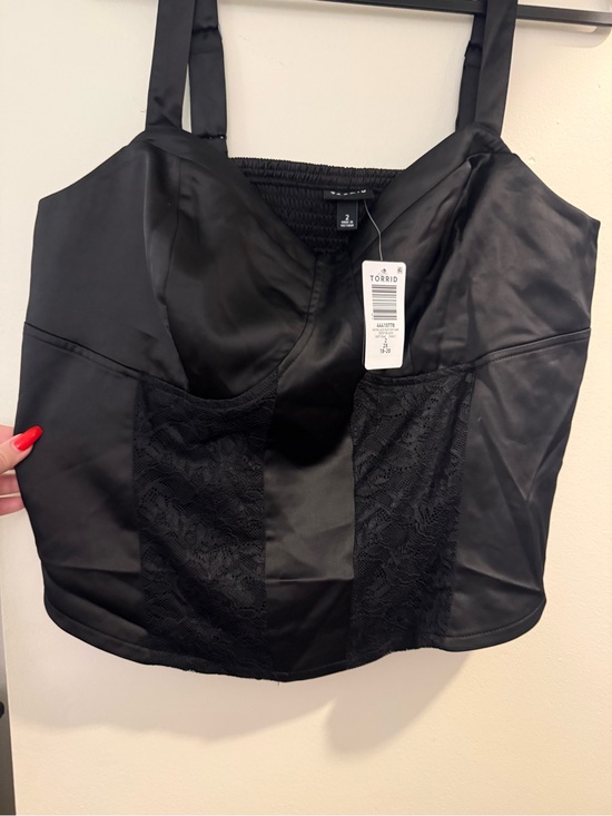 torrid Tops - torrid Black Satin Lace Bustier Cami